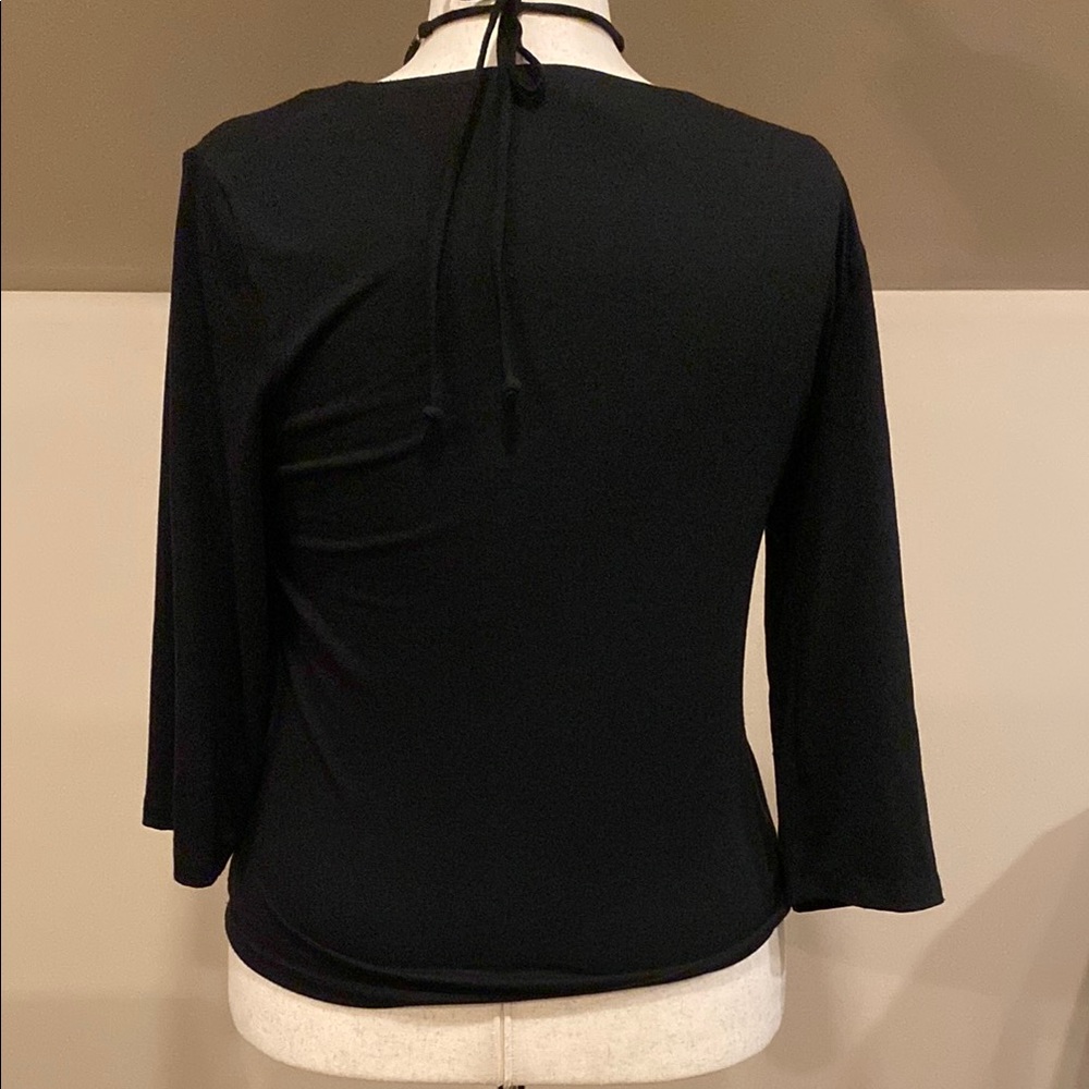 Unique Vintage Alyx Black Wrap Blouse with added necklace that ties in the back. - Picture 3 of 4